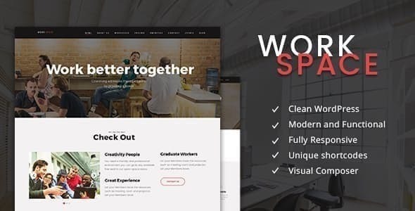 WorkSpace – Creative CoWorking Office WordPress Theme – Get A Site